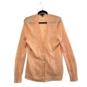 J. Crew Mohair Boyfriend Cardigan Sweater Womens Sz L Peach Cozy Academia Preppy